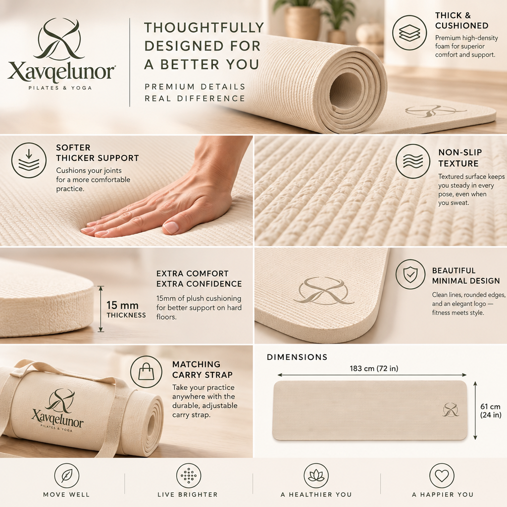 Xavqelunor Textured Pilates & Yoga Mat with Carry Strap — image 3