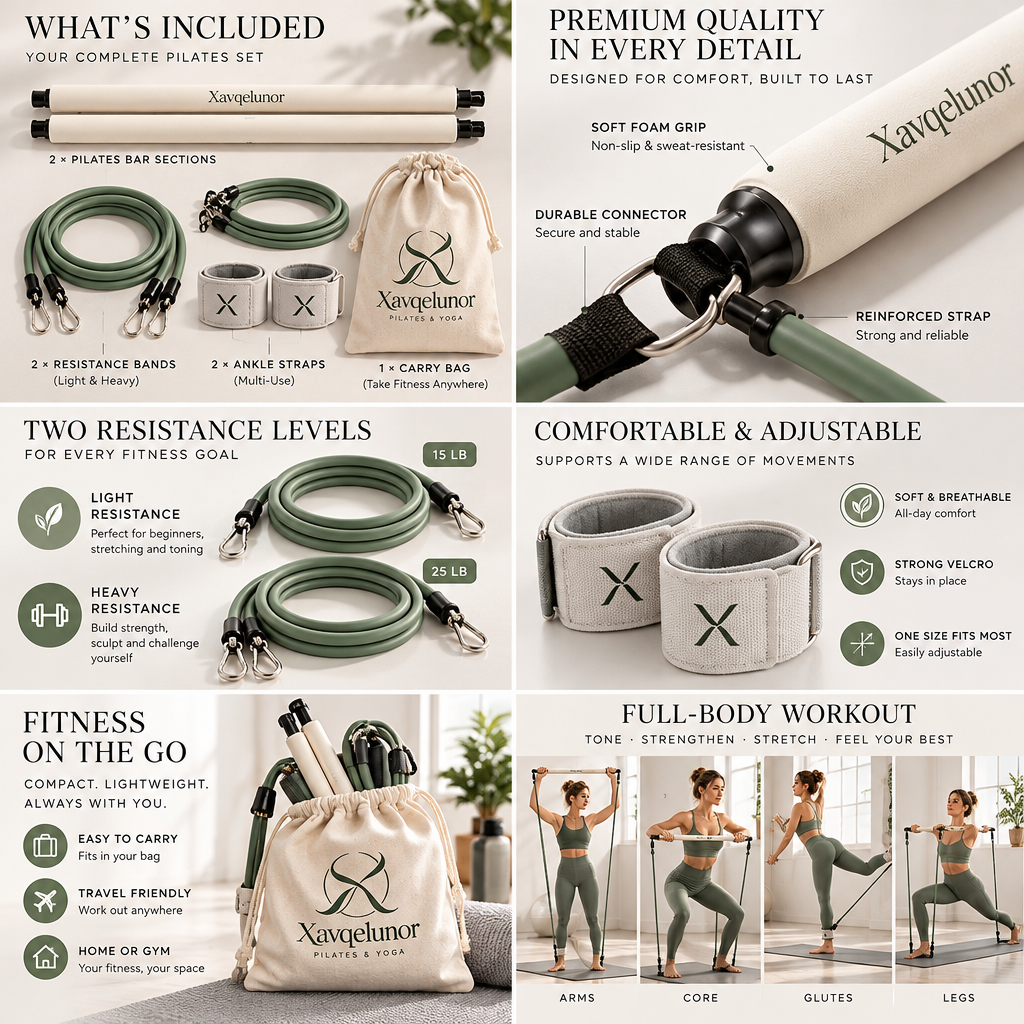 Xavqelunor Pilates Resistance Bar Kit — image 3