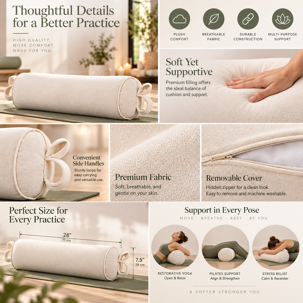 Xavqelunor Cylindrical Yoga Bolster Pillow — image 3