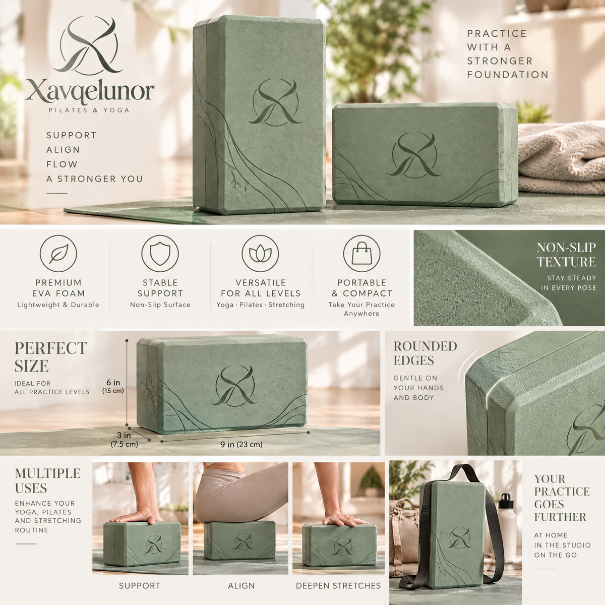 Xavqelunor Cork Yoga Block Pair — image 3